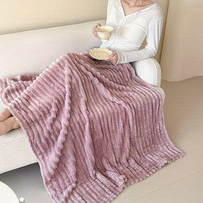 Faux Rabbit Fur Throw Blanket – Double-Layer, All-Season Comfort for Home & Outdoors