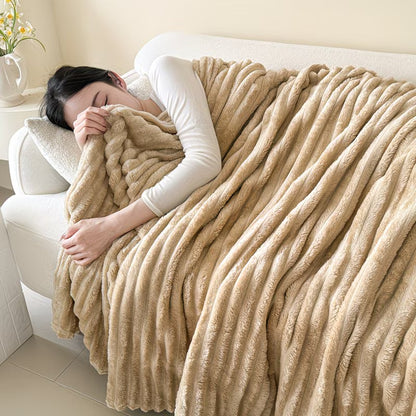 Faux Rabbit Fur Throw Blanket – Double-Layer, All-Season Comfort for Home & Outdoors