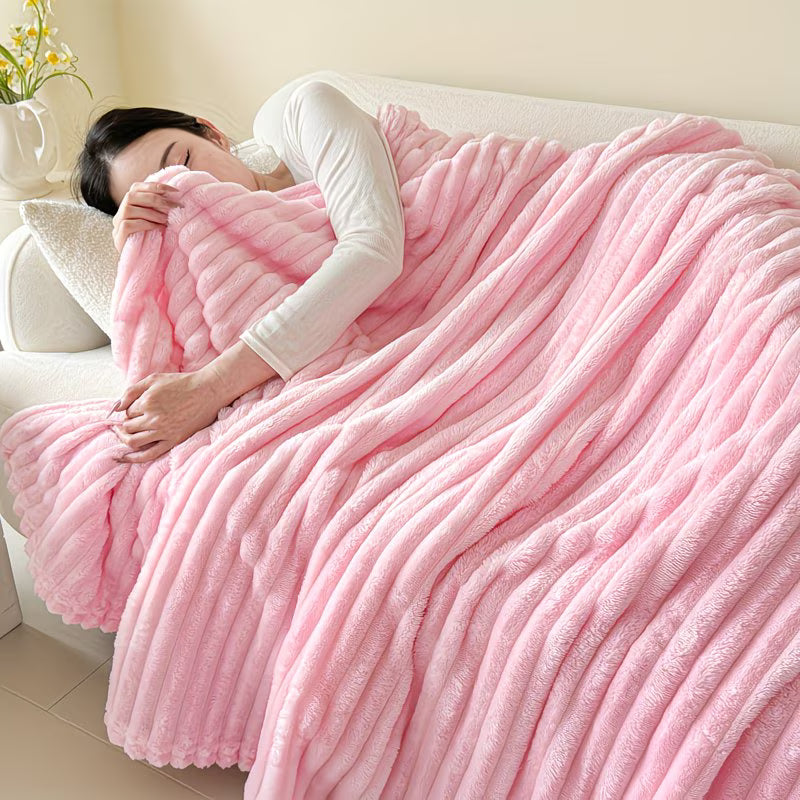 Faux Rabbit Fur Throw Blanket – Double-Layer, All-Season Comfort for Home & Outdoors