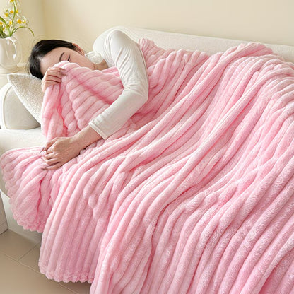 Faux Rabbit Fur Throw Blanket – Double-Layer, All-Season Comfort for Home & Outdoors